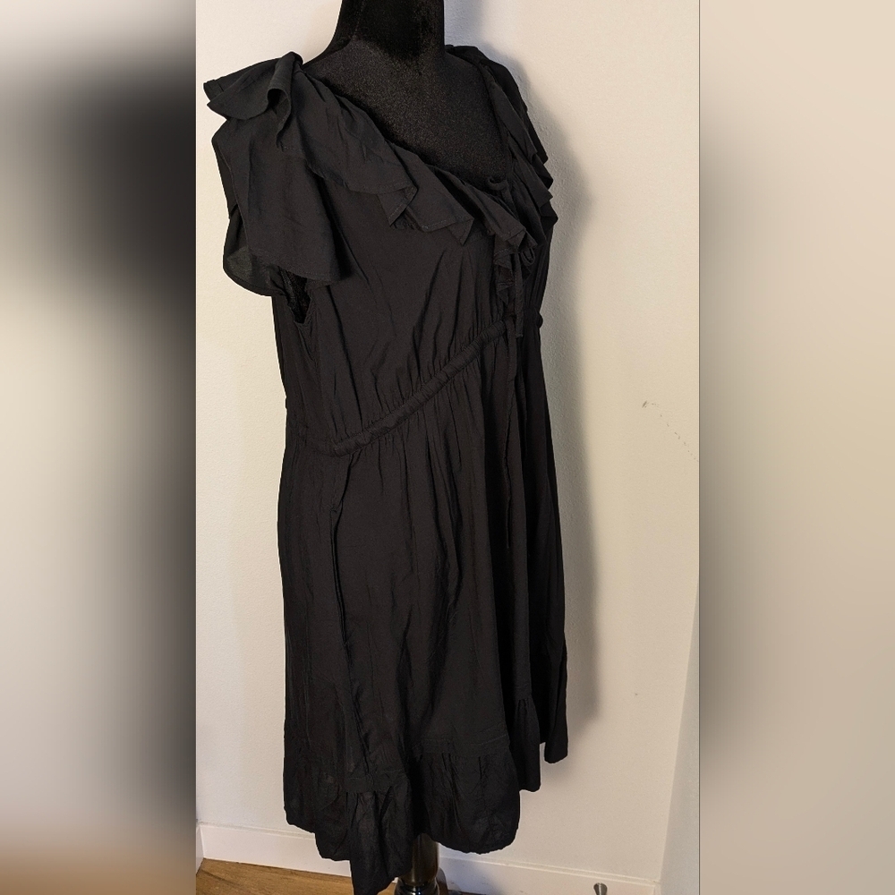 Old Navy Black Maternity Waist-Defined Ruffle-Trim Mini Dress Bohemia Sz XL NEW - Picture 8 of 15